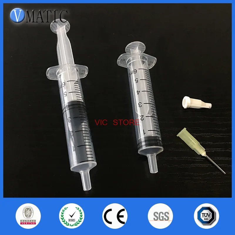 Бесплатная доставка не стерилизованный 6cc/ml шприц + дозирующая игла крышка X 2