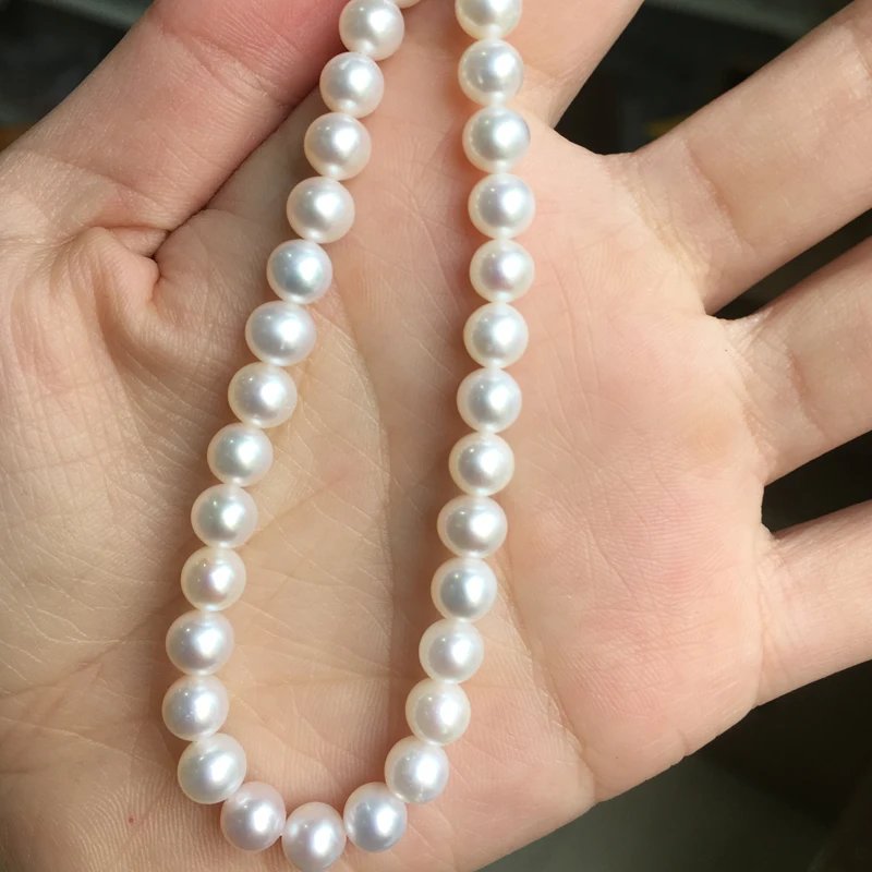 

Freshwater Pearl necklace Round shape with Size 6-6.5mm perfect luster for Jewelry DIY loose pearl strands