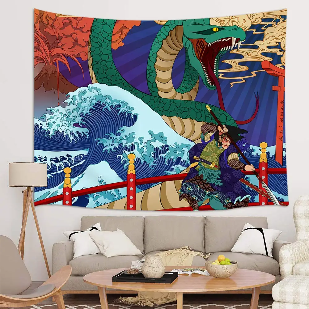 Японский гобелен настенный художественный подвесной психоделический с