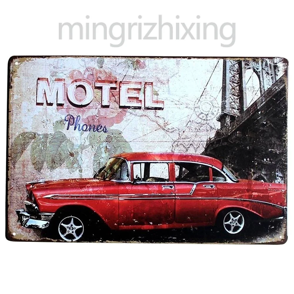 Motel Route 66 жестяные знаки бляшки ретро постер Бар фотография Кофейня настенные