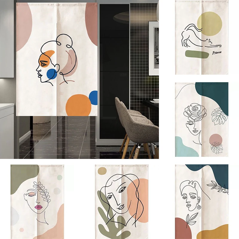 

Modern Cloth Door Curtain Geometric Line Figure Household Decoration Partition Curtain Blackout Curtain Doorway Hanging Curtain