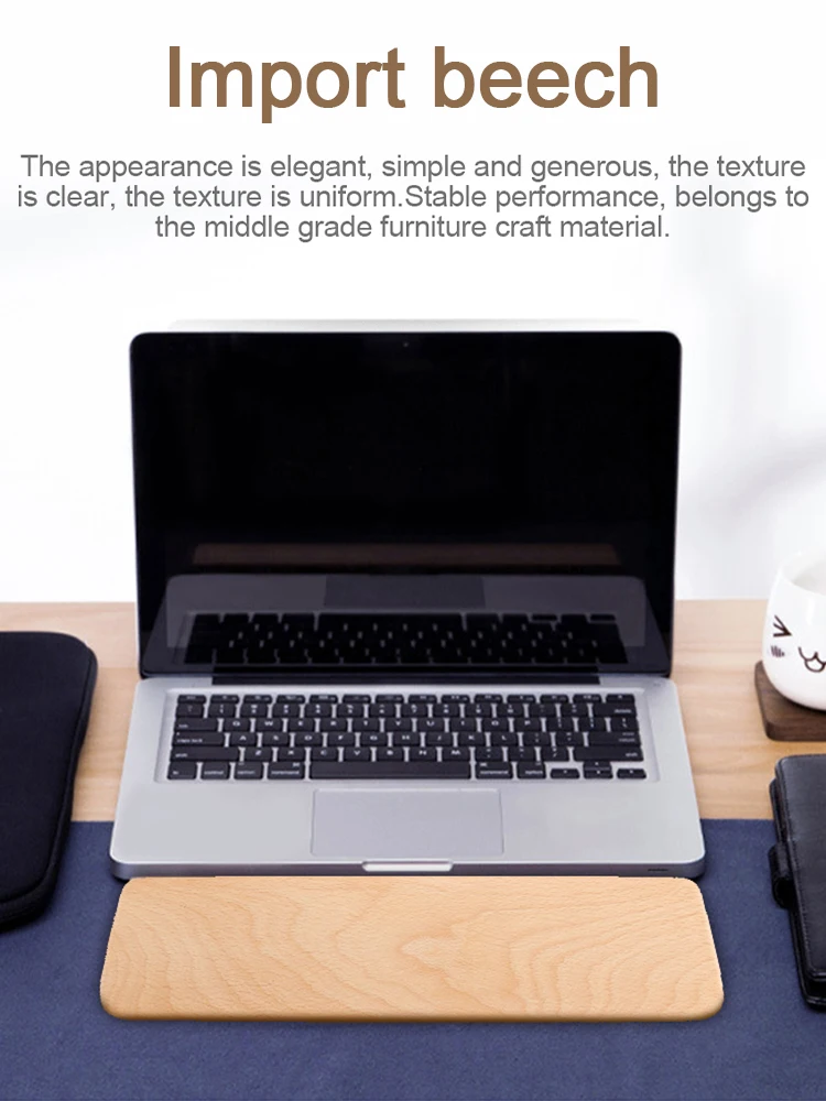 

Wood Keyboard Wrist Rest Pad Beech Round Edge Mechanical Keyboard Wrist Rest Palms Rest for Office Gaming Typing