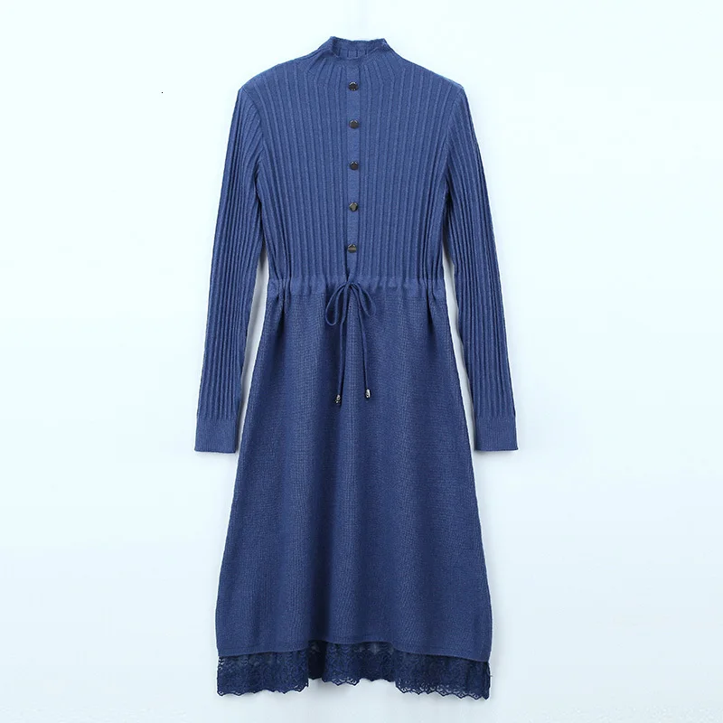 Облегающее платье водолазка размера плюс с длинным рукавом вязаное зимнее Макси