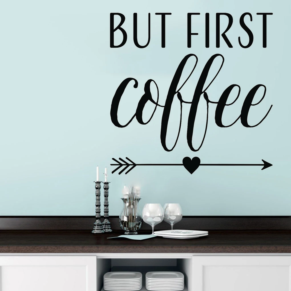 Но сначала Кофе слова кафе виниловые наклейки на стены Наклейки Декор Надписи