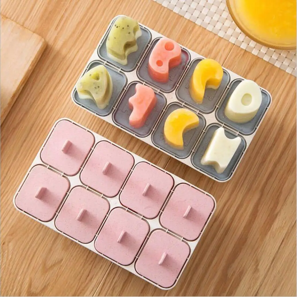 

8 Grids Popsicle Ice Cream Maker Ice Mold Household Refrigerator Accessories Popsicle Make Frozen Ice Cream Tubs H0492