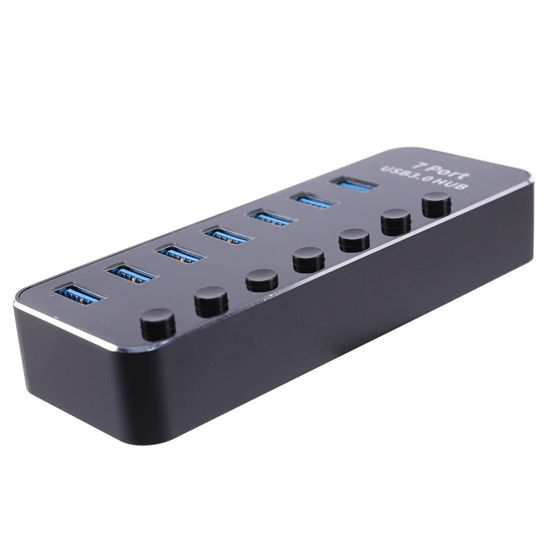 

Usb 3.0 Hub Powered 7 Port Usb Extender Aluminum Splitter with Individual On/Off Switches (7-Ports)