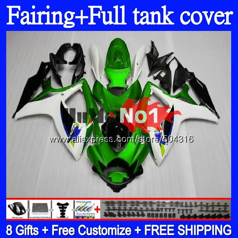 

+Tank For SUZUKI GSXR 600 750 CC 600CC 750CC GSX-R750 Green white 65MC.136 GSXR750 GSXR-600 K6 GSXR600 06 07 2006 2007 Fairings
