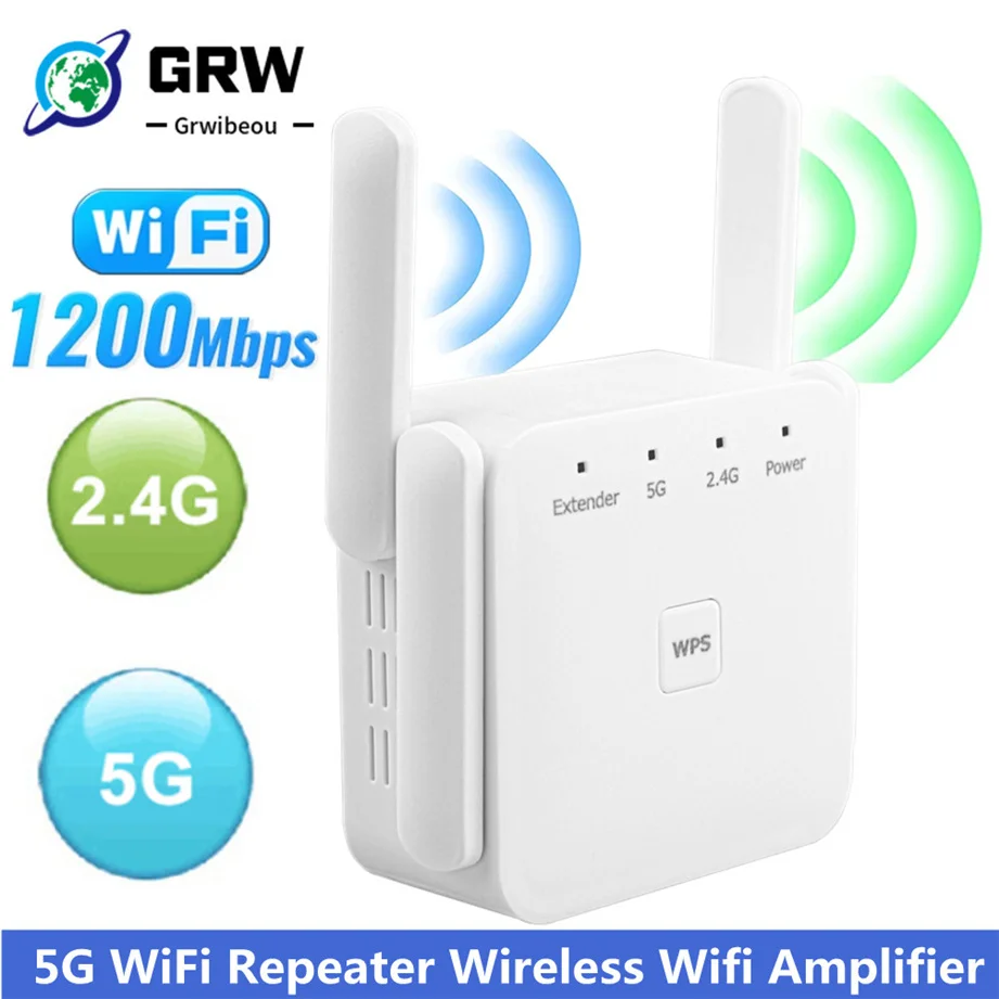 

Ретранслятор беспроводной Wi-Fi GRWIBEOU, 1200 Мбит/с, 2,4 ГГц