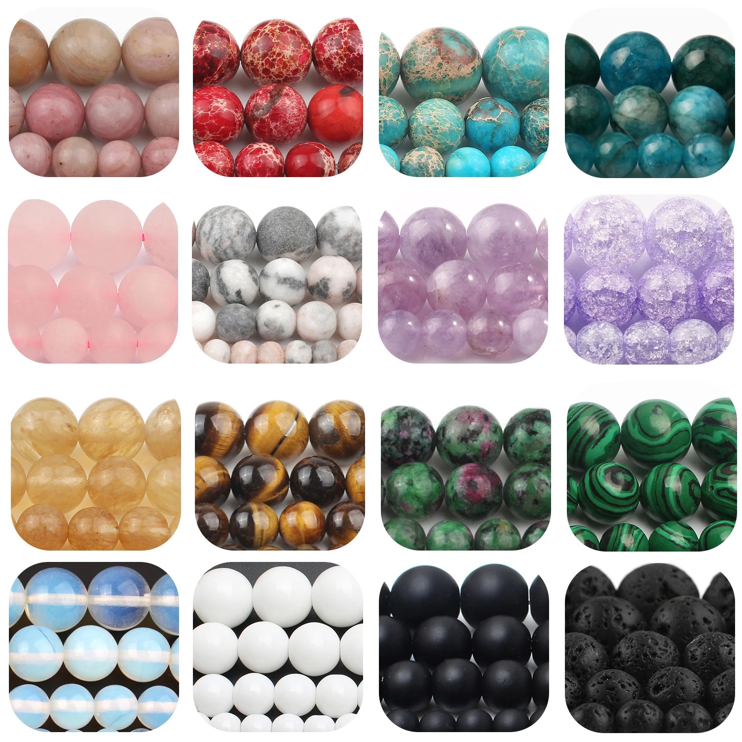 

Natural Opal Stone Beads Agates Jaspers Turquoises Amazonite Round Loose Beads for Jewelry Making DIY Handmade Bracelet 15inches