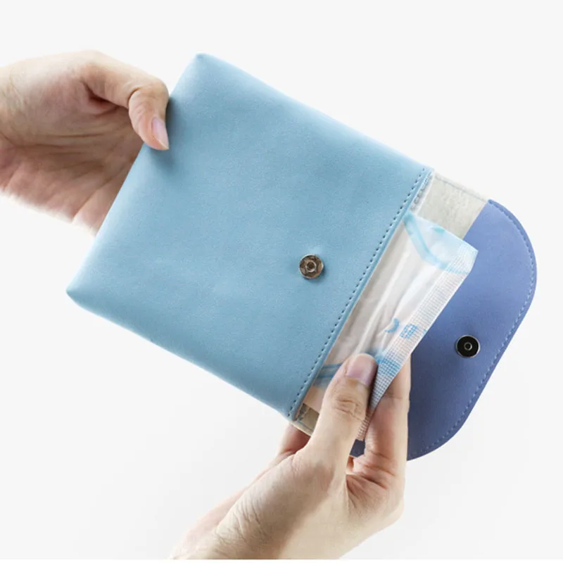 

PVC Leather Student Portable Sanitary Napkin Bag Women Coin Purse Save Mask Lipstick Waterproof Storage Bag Makeup Organizer
