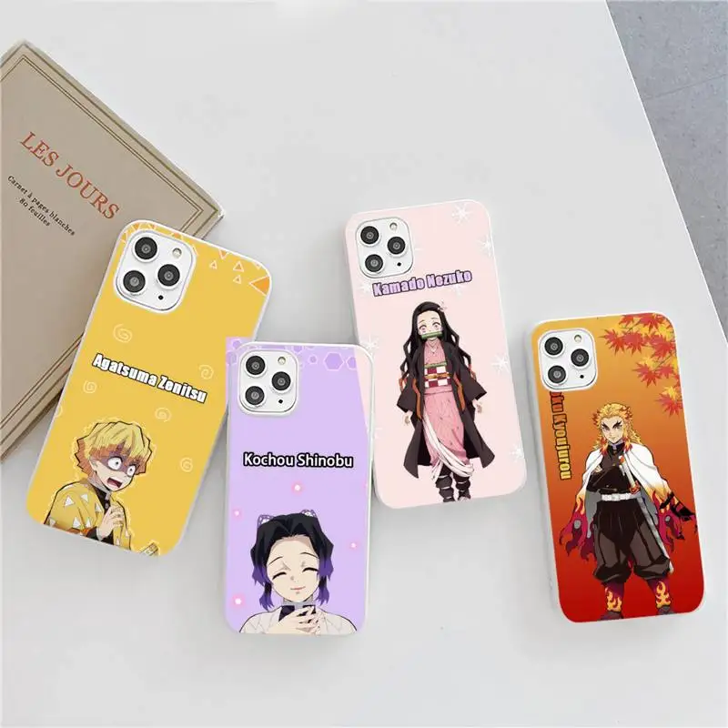 

Demon Slayer Phone Case Candy Color for iPhone 6 6S 7 8 11 12 XS X SE 2020 XR mini pro Plus MAX mobile bags soft shell coque
