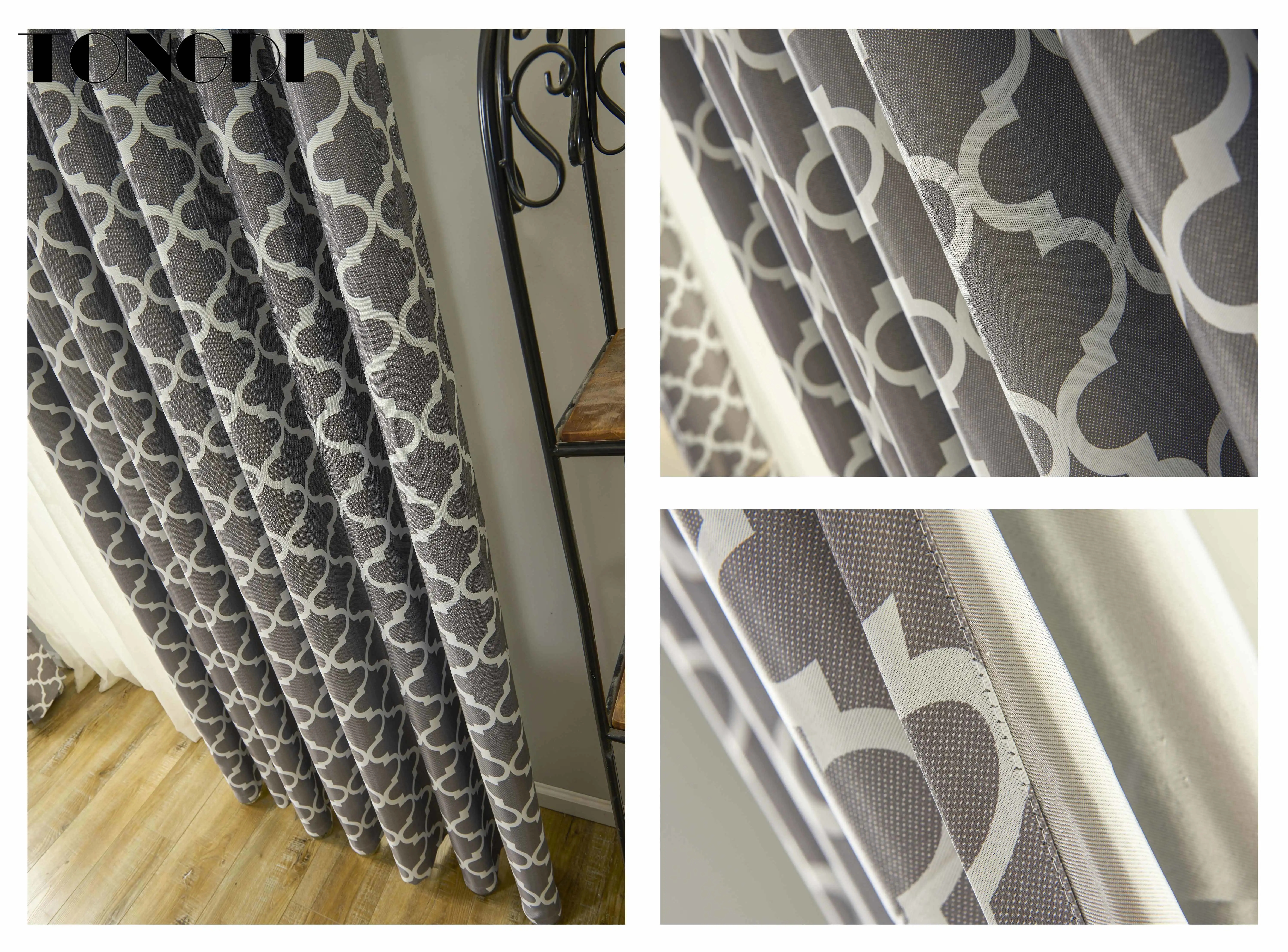 Светонепроницаемые шторы TONGDI с принтом современные сетчатые панели