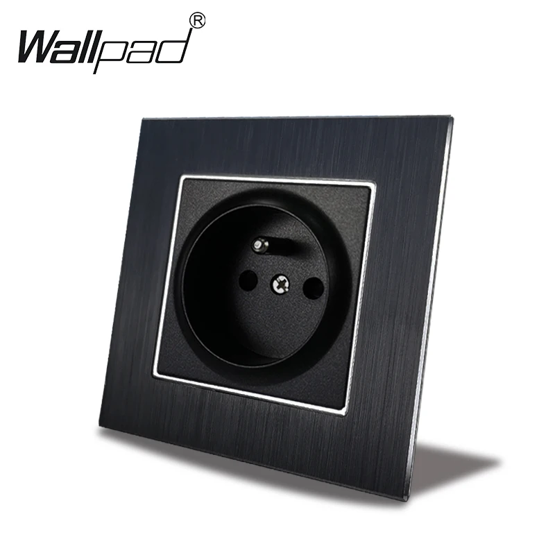 

French EU Socket Wallpad 110V-240V AC Metal Chrome Plate 16A French Poland Electric Outlet Wall Plate with Clips