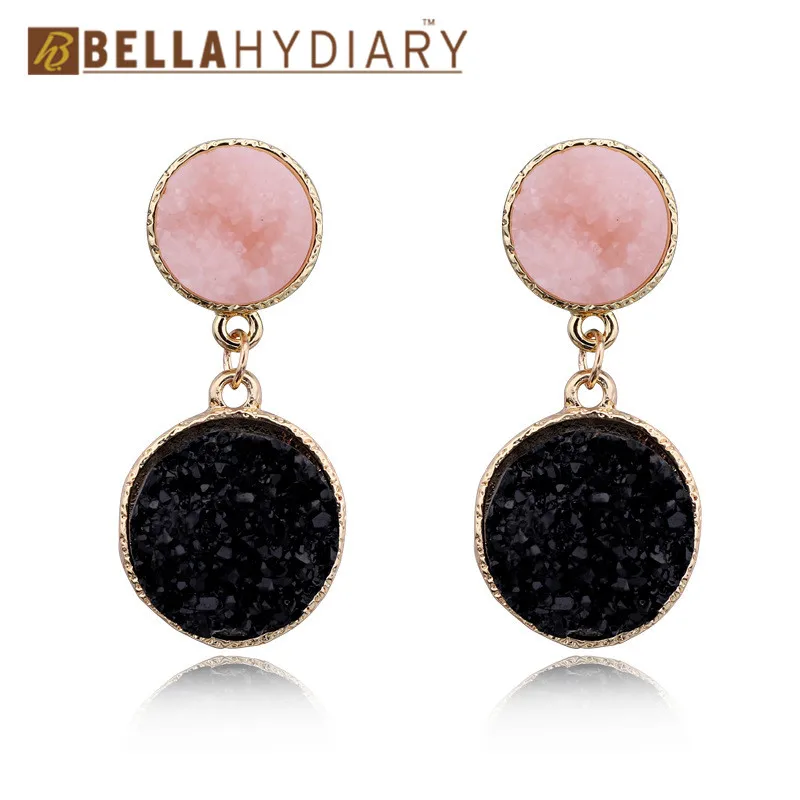 Bijoux необычные серьги из смолы Druzy, большие геометрические Висячие серьги для женщин, ювелирное изделие, массивные серьги Mujer Moda Ohrringe
