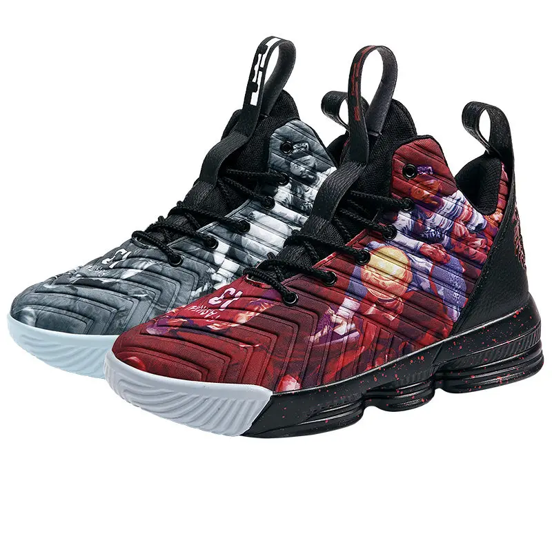 black and red Мужские баскетбольные кроссовки James, Lebron, высокие баскетбольные кроссовки, мужские тренировочные ботинки, уличная Мужская дышащая спортивная обувь, мужские - Цвет: black and red