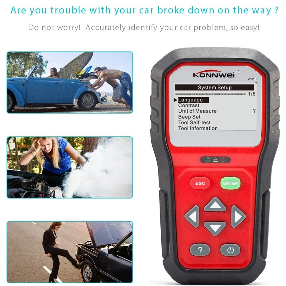 OBD2 Scanner Code Reader KW818 Universal OBDII Vehicle Engine Diagnostic Codes Full OBD/EOBD Function Scan Tool Check | Автомобили и