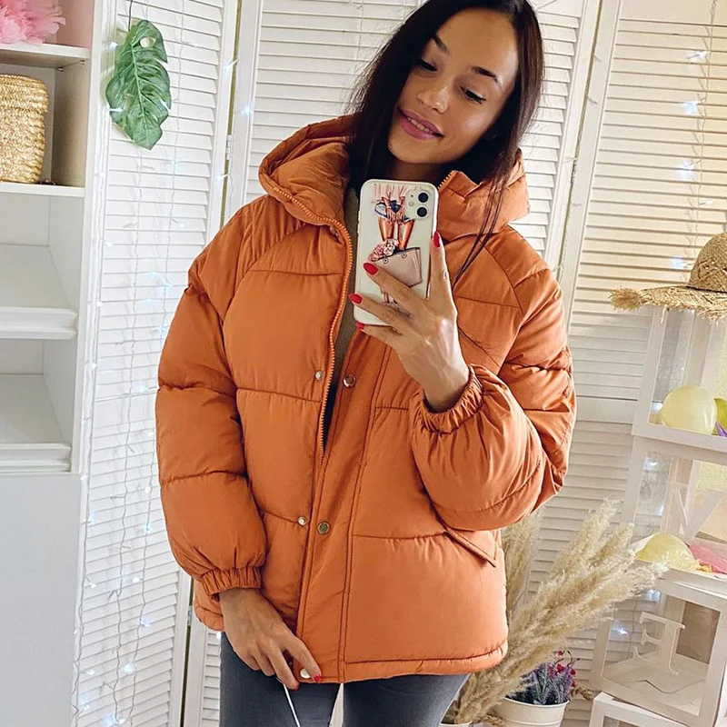 

2020 new Women Parkas jacket Fashion solid thick warm winter hooded jacket coat winter parkas solid outwear jacket