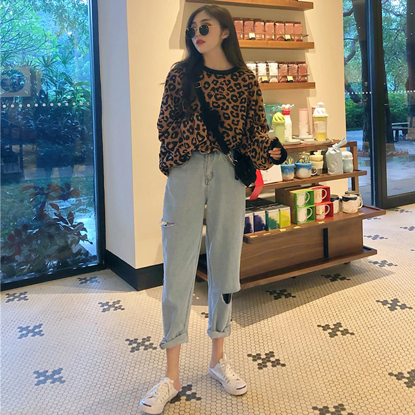 Casual Hoodies for Women Fashion Leopard printed Sweatshirt loose Long Sleeve Women's Clothes Hoodie winter autumn
