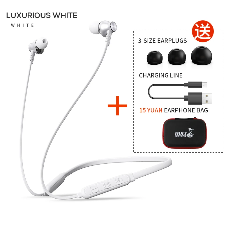 Holy Serpent F2 Sports Running Earphone Bluetooth V5.0 6D Stereo Neck Headset Magnetic Earbuds Built-in Mic For Xiaomi Huawei PC |