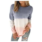 Для женщин; Большие размеры S-5XL тай-дай печатных градиент пуловер с длинным рукавом Толстовка 2021 негабаритных v-образным вырезом, зимний свитер, зимняя одежда