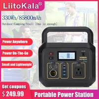 liitokala portable power station 85800mah emergency energy storage pure sine wave power supply 330w solar generator power bank