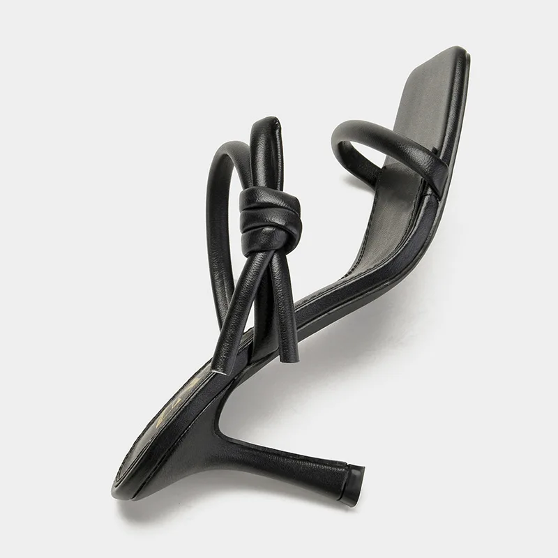 

Fashion Shoes 2021 Summer New Designer Shoes Black Square Tubular Women's Slipper High Heels Sandals Party Shoes for Women