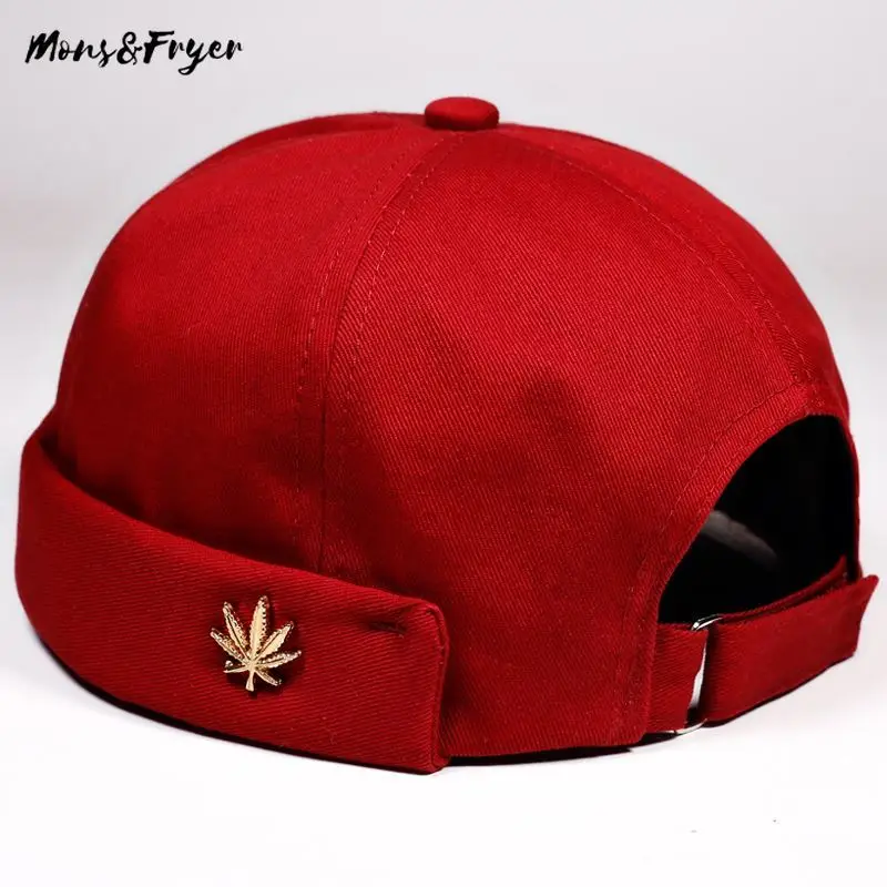 Мужская и женская Skullcap Сейлор Кепка лист заклепки вышивка теплая свернутая