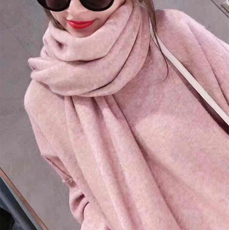 Женский шерстяной Теплый вязаный костюм пуловер с широкими штанинами и штаны