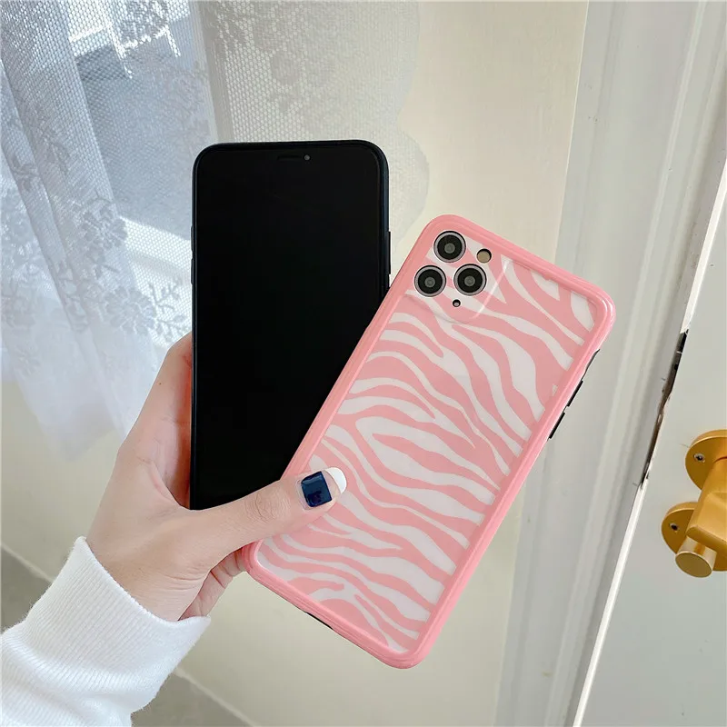 Розовый чехол для телефона с рисунком зебры iphone 11 Pro Max 7 8 plus X XR XS SE 2020 задняя крышка