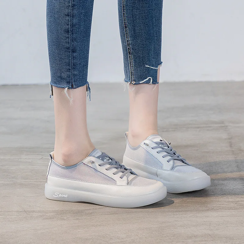 

2021 New Leather White Shoes Women's Mesh Breathable Casual Shoes All-match Student Soft-soled Shoes Women's Single Shoes42