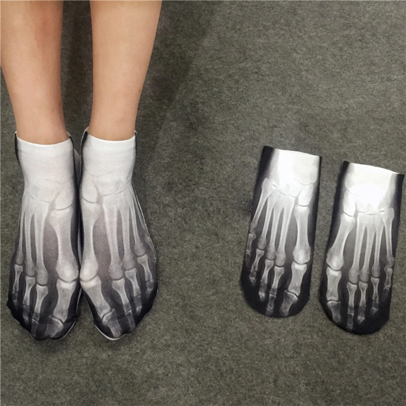 

Cotton Short Socks Skeleton Foot X-ray Bones Print Men Women Kids Fashion Designer Breathable Soft Ankle Socks Halloween Gift