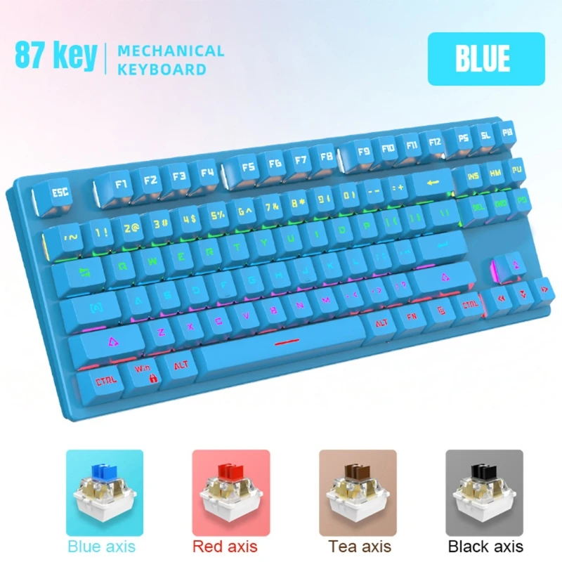 

Механическая USB-клавиатура с 87 клавишами, проводная игровая клавиатура с RGB подсветкой, эргономичная игровая клавиатура, подходит для ПК гей...