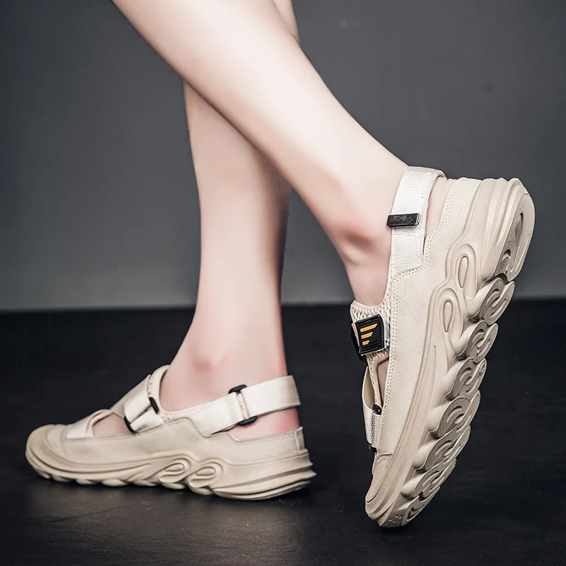 Мужские повседневные босоножки из сетчатой ткани прочные сандалии для воды и