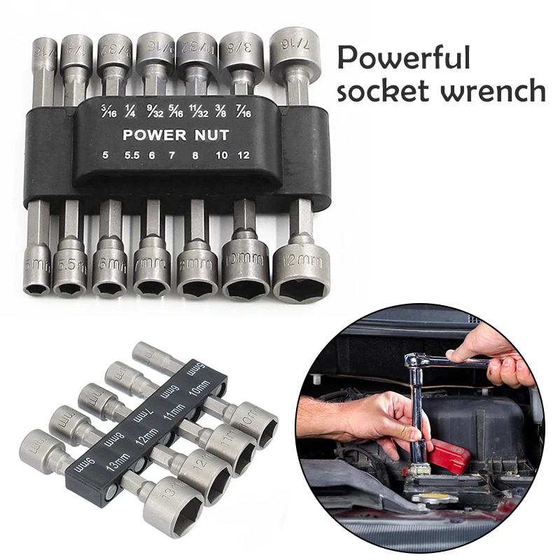 Набор бит для гайки и болта 4 75 дюйма с шестигранным хвостовиком 1/4 12 мм 14