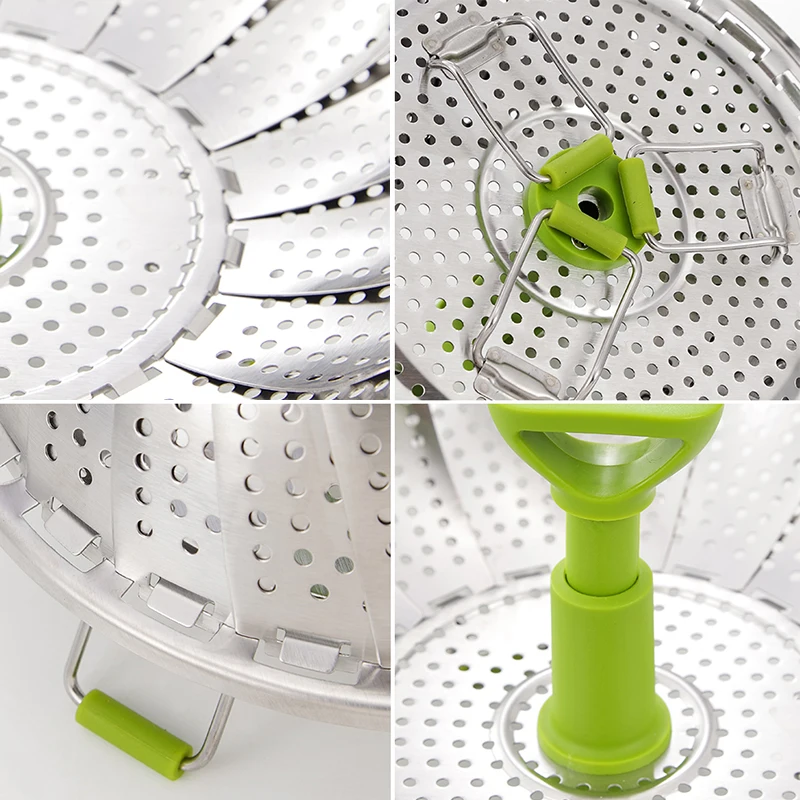 Stainless Steel Folding Steamer Mesh Vegetable Cooker Metal Bun Cookware Utensils for Cooking Steam Kitchen Accessories | Дом и сад