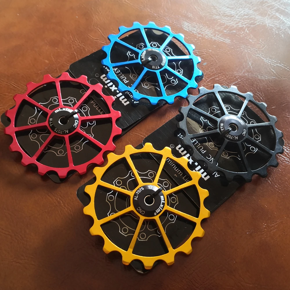 

New 18T MTB Bicycle Rear Derailleur Jockey Wheel Ceramic Bearing Pulley AL7075 CNC Road Bike Guide Roller Idler 4mm 5mm 6mm