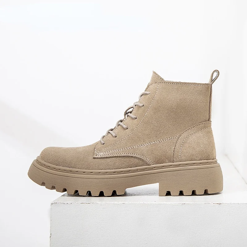 

British Style Women's Martin Boots Solid Color Lace-up Thick-soled Waterproof Snow Boots Comfortable Non-slip Short Boots 2021