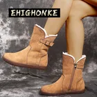 Новинка 2022, классические модные зимние женские ботинки с круглым носком, Прошитые женские снегоступы с круглым носком, на каблуке-шпильке, из флока, резиновые кроссовки на платформе