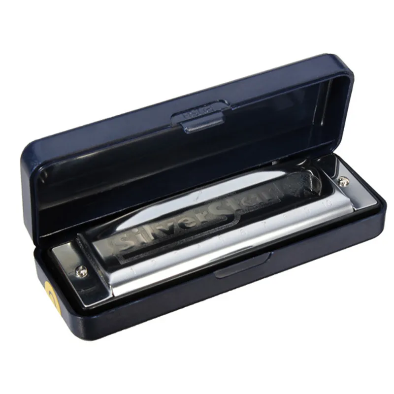 Высокое качество серебряная звезда HOHNER Ключ C 10 отверстий Блюз Джаз губная гармоника орган с коробкой Instrumento