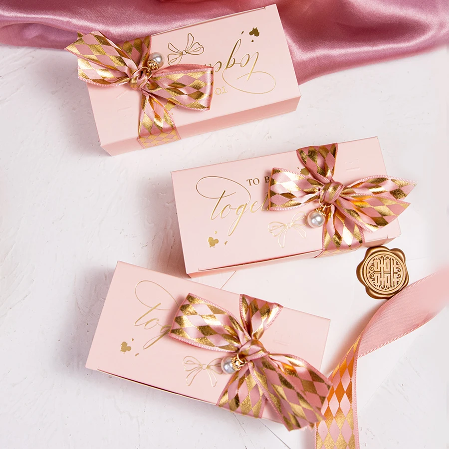 

Подарочная коробка для украшения свадебной вечеринки, цвет розовый и слоновой кости, зеленая для гостей, оптом, 20/50/100 шт., коробка конфет ...