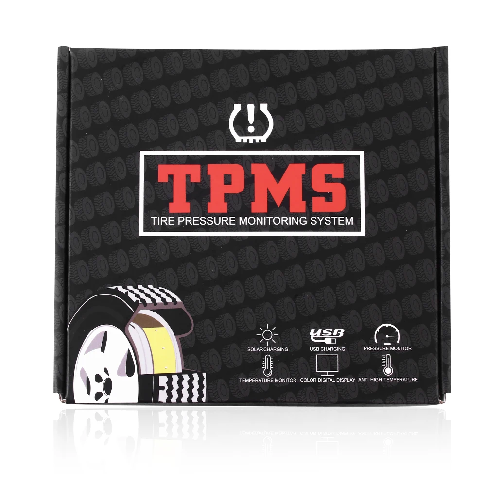 Автомобильный TPMS Солнечный с 4 внешними датчиками Универсальный лобовое стекло черный авто цифровой контроль давления в шинах Система монитор