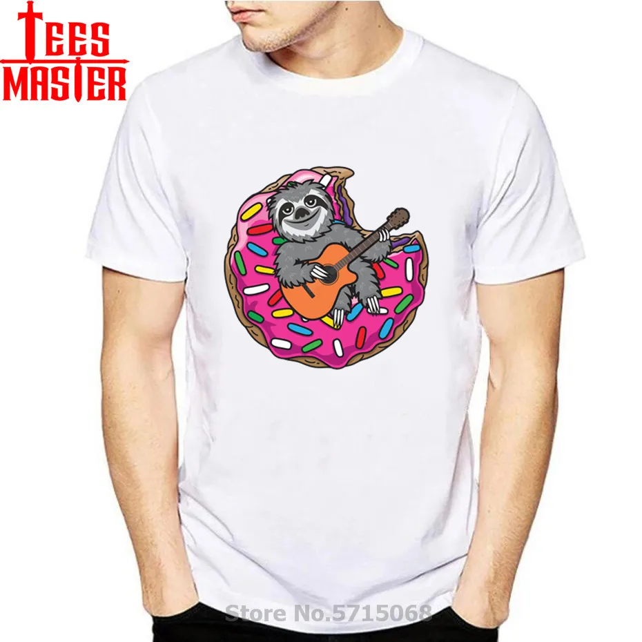 Футболка Ленивец Пончик гитара Забавный дизайн любит играть на гитаре новая