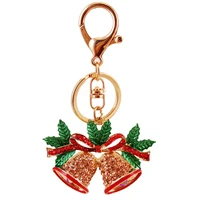 drive bag keychain with crystal metal christmas theme santa bells drive safe keychain women rhinestone keyfob