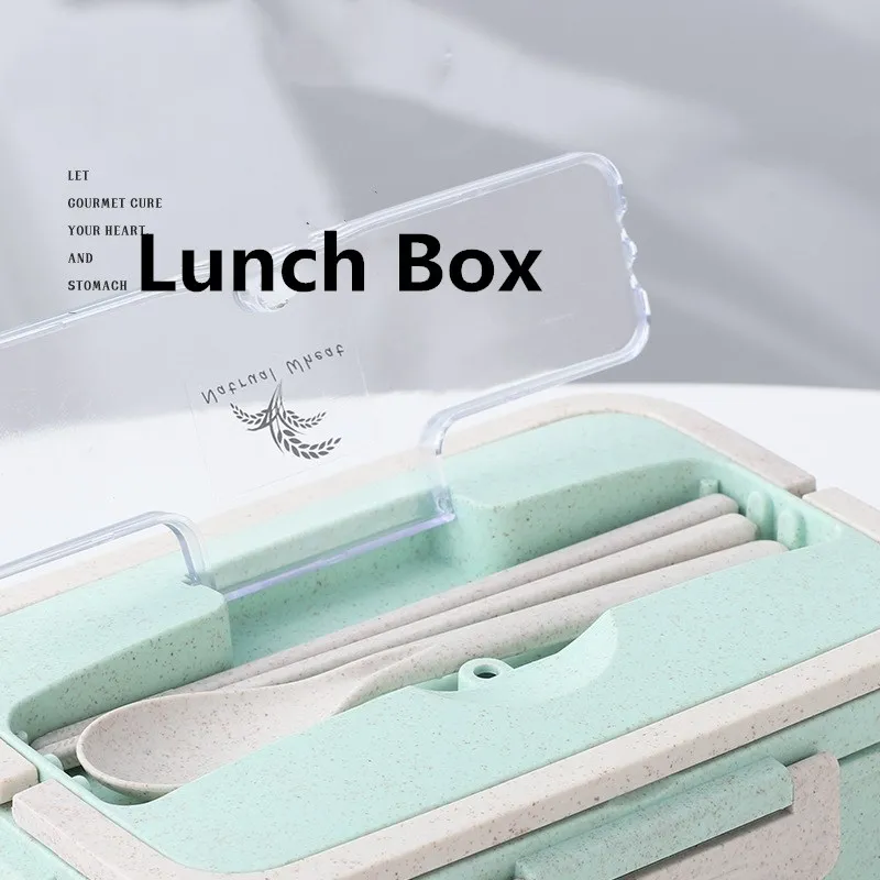 1000 мл пшеничная соломенная коробка для завтрака с столовыми приборами запаянный