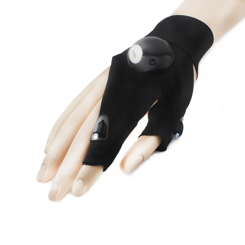 

Night Light Waterproof Fishing Gloves with LED Flashlight Rescue Tools Outdoor Gear Cycling Practical Durable Fingerless Gloves