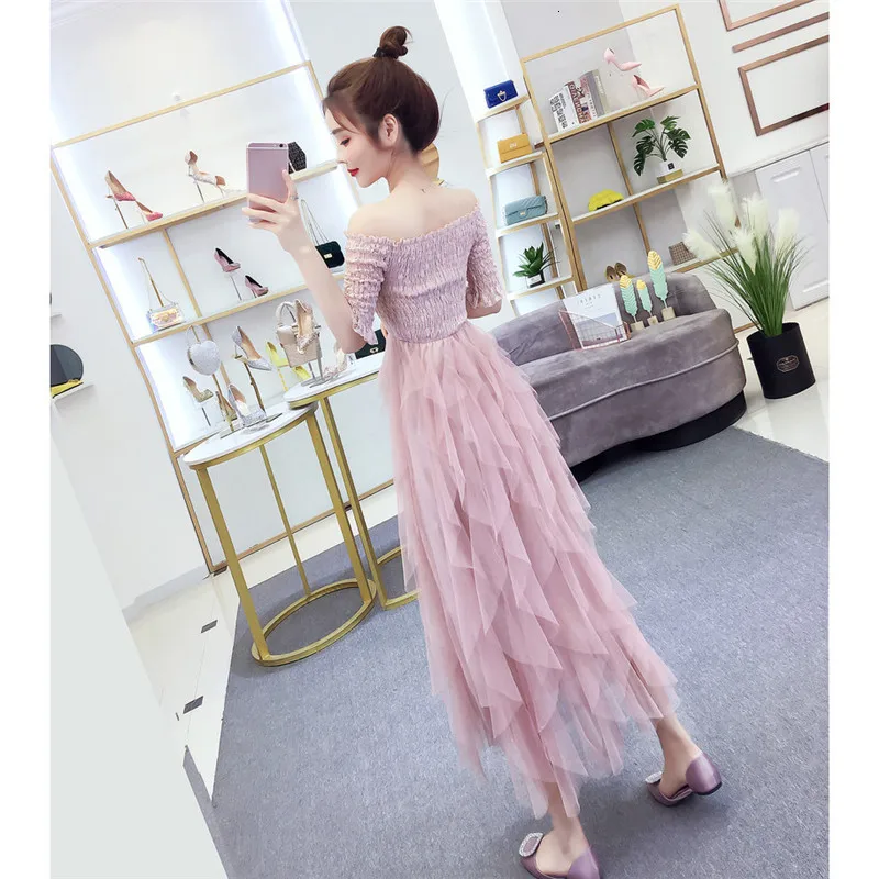 Женское платье для вечеринки розовое черное 19 весна-осень новинка корейский