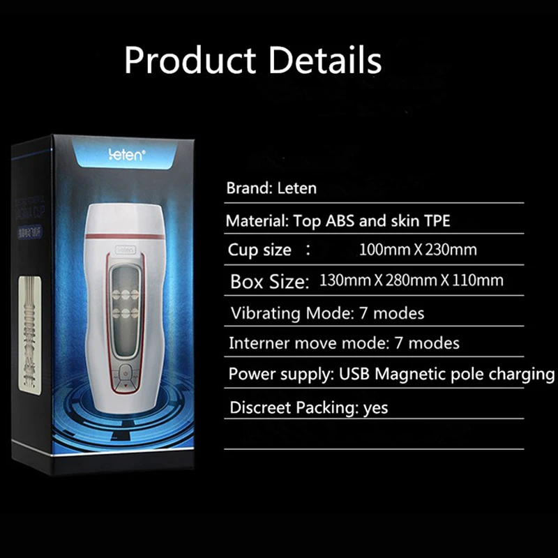 Leten 10 скоростей сосающий мастурбатор для мужчин искусственная вагина карманная