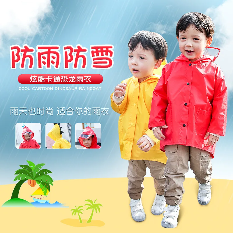 Осенне зимний детский дождевик с мультяшным рисунком Дождевой Плащ для