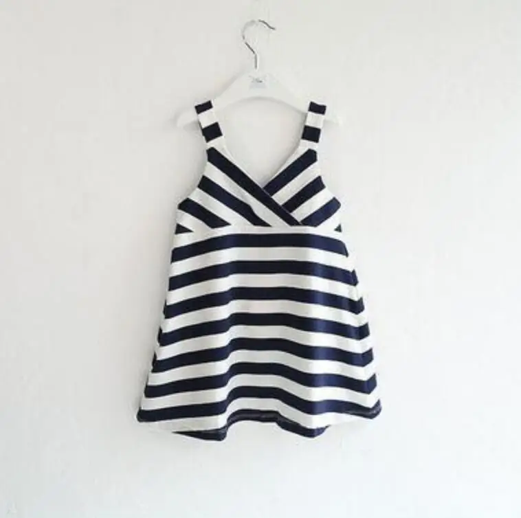 

Girl's summer striped dress beach skirt suspender skirt