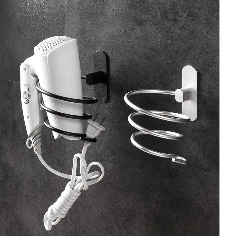 

XZJJA Космический алюминиевый держатель для фена для ванной комнаты настенный спиральный нескользящий фен полки для хранения ванной комнаты ...